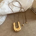 Adjustable Copper Irregular U Shaped Pendant Necklace Geometric Line Light Luxury Collarbone Jewelry view 4