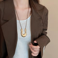 Adjustable Copper Irregular U Shaped Pendant Necklace Geometric Line Light Luxury Collarbone Jewelry view 3