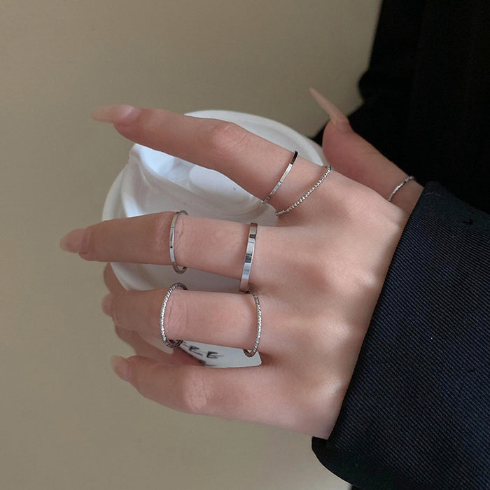 Simple Plain Band Couple Ring Set In Gold Silver Tone