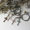 Zinc Alloy Oil Drip Cross Keychain Bag Charm Gift view 3