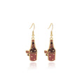 Women's Vintage Western Burgundy Enamel Alloy Cowboy Hat Boot Bottle Disco Ball Charm Drop Earrings view 5
