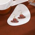 Women's Vintage Western Burgundy Enamel Alloy Cowboy Hat Boot Bottle Disco Ball Charm Drop Earrings view 2