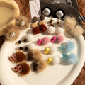Elegant Plush Pom Pom Heart Geometric Faux Pearl Rhinestone Acrylic Alloy Stud Drop Earrings view 1