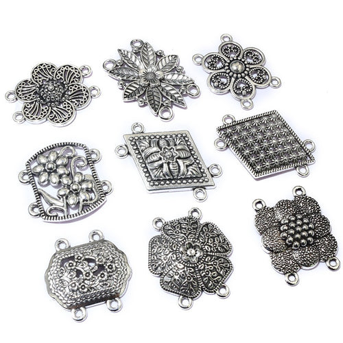 Antique Silver Ethnic Style Multi Hole Connectors For DIY Necklace Bracelet Pendant Jewelry