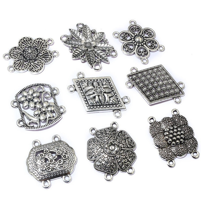 Antique Silver Ethnic Style Multi Hole Connectors For DIY Necklace Bracelet Pendant Jewelry