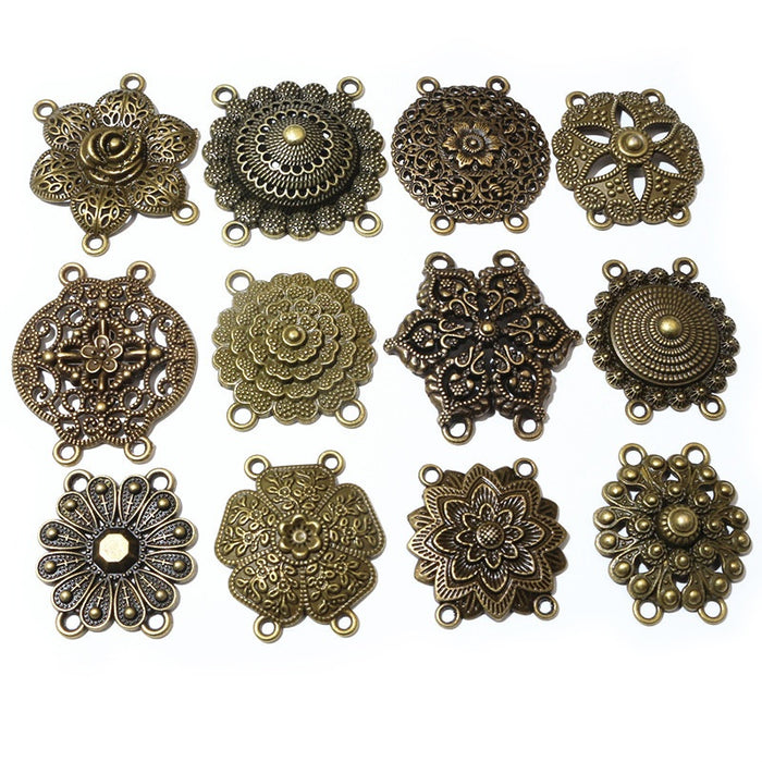 Antique Bronze Ethnic Style Multi Hole Connector Findings For DIY Necklace Bracelet Pendants