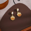 Elegant Korean Silver Pin Orange Gradient Hexagon Zircon Crystal Drop Earrings view 4