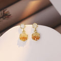 Elegant Korean Silver Pin Orange Gradient Hexagon Zircon Crystal Drop Earrings view 1
