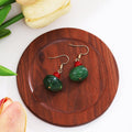Vintage Chinese Style Green Resin Bead Dangle Hook Earrings With Red Accent Beads Elegant Ethnic Drop Earrings view 2