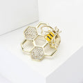 Copper Zircon Rotating Honeycomb Bee Brooch Pin For Women view 3