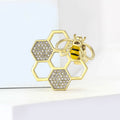 Copper Zircon Rotating Honeycomb Bee Brooch Pin For Women view 2
