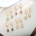 Elegant French Vintage Gold Alloy Hollow Teardrop Cat Eye Crystal Zircon Rhinestone Huggie Hoop Dangle Earrings view 1