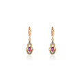 Elegant French Vintage Gold Alloy Hollow Teardrop Cat Eye Crystal Zircon Rhinestone Huggie Hoop Dangle Earrings view 5