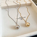 Stainless Steel Minimalist Round Ball Pendant Necklace For Women Elegant Long Clavicle Chain view 4
