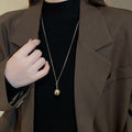 Stainless Steel Minimalist Round Ball Pendant Necklace For Women Elegant Long Clavicle Chain view 3