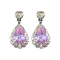 Elegant Court Style Copper Teardrop Pink Rhinestone Pendant Earrings Necklace Jewelry Set view 5