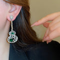 Chic Alloy Hollow Gourd Rhinestone Drop Earrings With Silver Pins Chinese Ethnic Style view 3