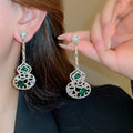 Chic Alloy Hollow Gourd Rhinestone Drop Earrings With Silver Pins Chinese Ethnic Style view 1