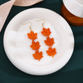 Autumn Maple Leaf Acrylic Water Ripple Long Tassel Elegant Fire Red Drop Earrings view 2
