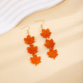 Autumn Maple Leaf Acrylic Water Ripple Long Tassel Elegant Fire Red Drop Earrings view 3