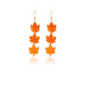 Autumn Maple Leaf Acrylic Water Ripple Long Tassel Elegant Fire Red Drop Earrings view 5