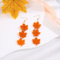 Autumn Maple Leaf Acrylic Water Ripple Long Tassel Elegant Fire Red Drop Earrings view 4