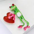Alloy Enamel Frog Heart Brooch Pin for Creative Apparel Decoration view 3