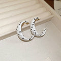 Sweet Cool Acrylic Polka Dot Flower Pendant Hoop Earrings With Silver Pins view 4