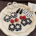 Sweet Cool Acrylic Polka Dot Flower Pendant Hoop Earrings With Silver Pins view 1