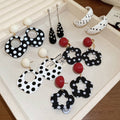 Sweet Cool Acrylic Polka Dot Flower Pendant Hoop Earrings With Silver Pins view 3