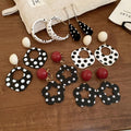 Sweet Cool Acrylic Polka Dot Flower Pendant Hoop Earrings With Silver Pins view 2