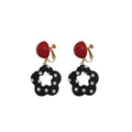 Sweet Cool Acrylic Polka Dot Flower Pendant Hoop Earrings With Silver Pins view 5