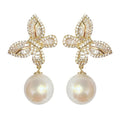 Butterfly Zircon And Faux Pearl Drop Earrings For Women, Elegant Korean Style Fashion Jewelry view 5
