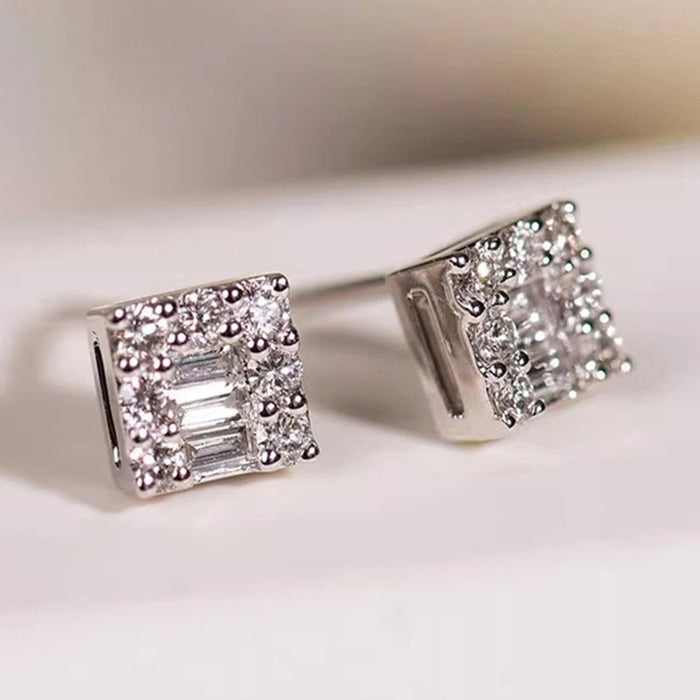 Minimalist Geometric Stud Earrings With Micro Pave Zircon For Women Daily Wear Jewelry
