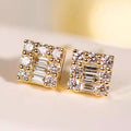 Minimalist Geometric Stud Earrings With Micro Pave Zircon For Women Daily Wear Jewelry view 7