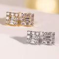 Minimalist Geometric Stud Earrings With Micro Pave Zircon For Women Daily Wear Jewelry view 2
