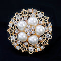 Black Silver Tone Flower Crystal Pearl Look Two Designs Metal Brooch Pin view 2