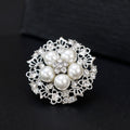 Black Silver Tone Flower Crystal Pearl Look Two Designs Metal Brooch Pin view 4