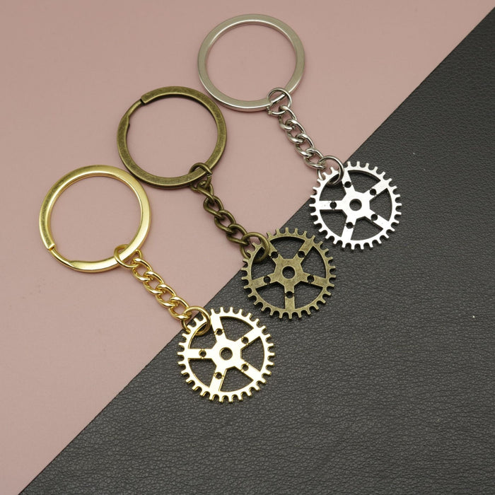 Metal Gear Shape Keychain Bag Charm Gift Key Ring