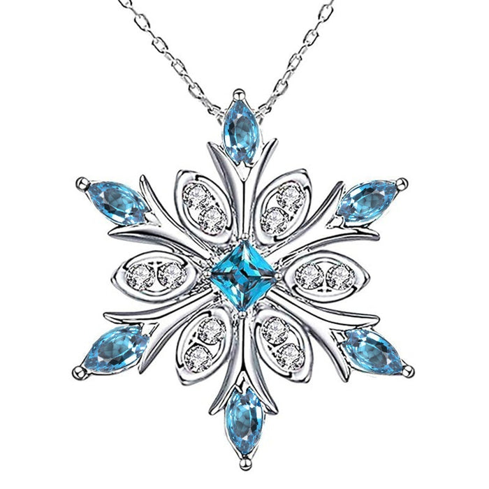 Japanese Korean Winter Snowflake Necklace For Women, Zircon Inlaid Christmas Pendant Jewelry