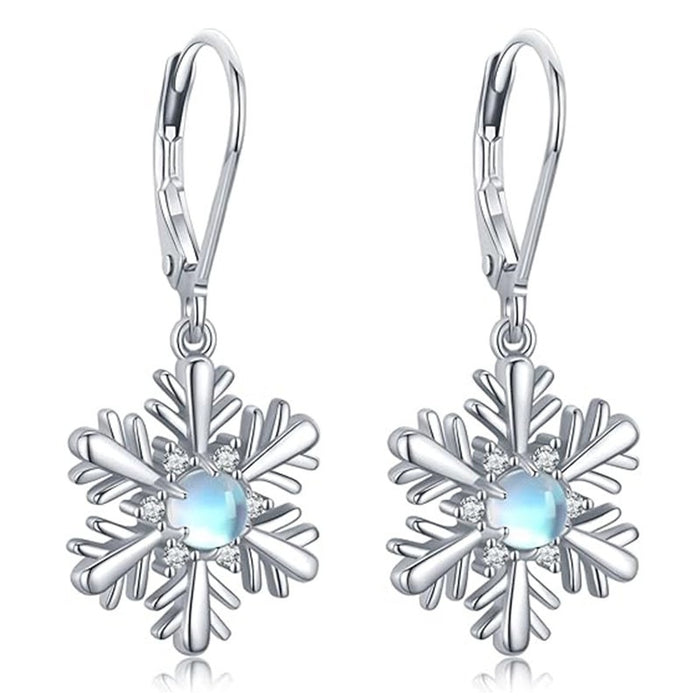 European Snowflake Drop Earrings For Women Sweet Christmas Festival Jewelry
