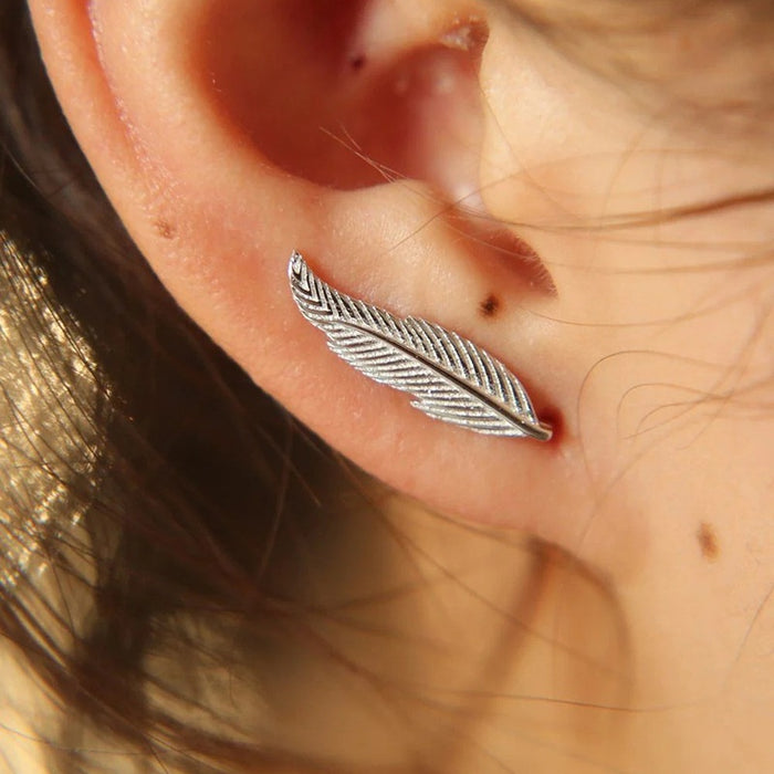 Fashion Leaf Wheat Ear Stud Earrings For Women Delicate Minimalist Daily Wear Jewelry