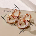 Micro Pave Zircon Heart Hollow Drop Earrings For Women Shiny Sweet Daily Fashion Jewelry view 4
