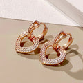 Micro Pave Zircon Heart Hollow Drop Earrings For Women Shiny Sweet Daily Fashion Jewelry view 3