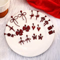 Silver Needle French Red Bow Heart Hollow Stud Earrings Vintage Asymmetric Rose Ear Jewelry view 2