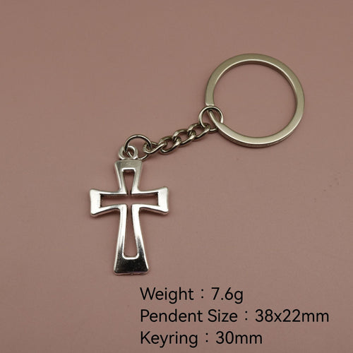 Metal Cross Pendant Keychain Religious Bag Charm Gift