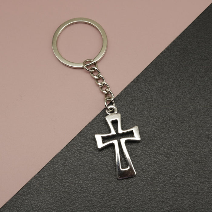 Metal Cross Pendant Keychain Religious Bag Charm Gift