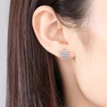 Korean Style Exquisite Snowflake Stud Earrings With Inlaid Zircon For Christmas New Year Jewelry view 3
