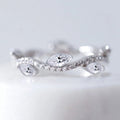 Wave Line Leaf Ring For Women With Zircon Inlay Sparkling Engagement Wedding Gift Jewelry view 2