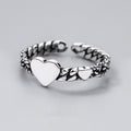 Adjustable Open Ring With Double Heart Design, Antique Silver Heart Fashion Finger Ring view 1